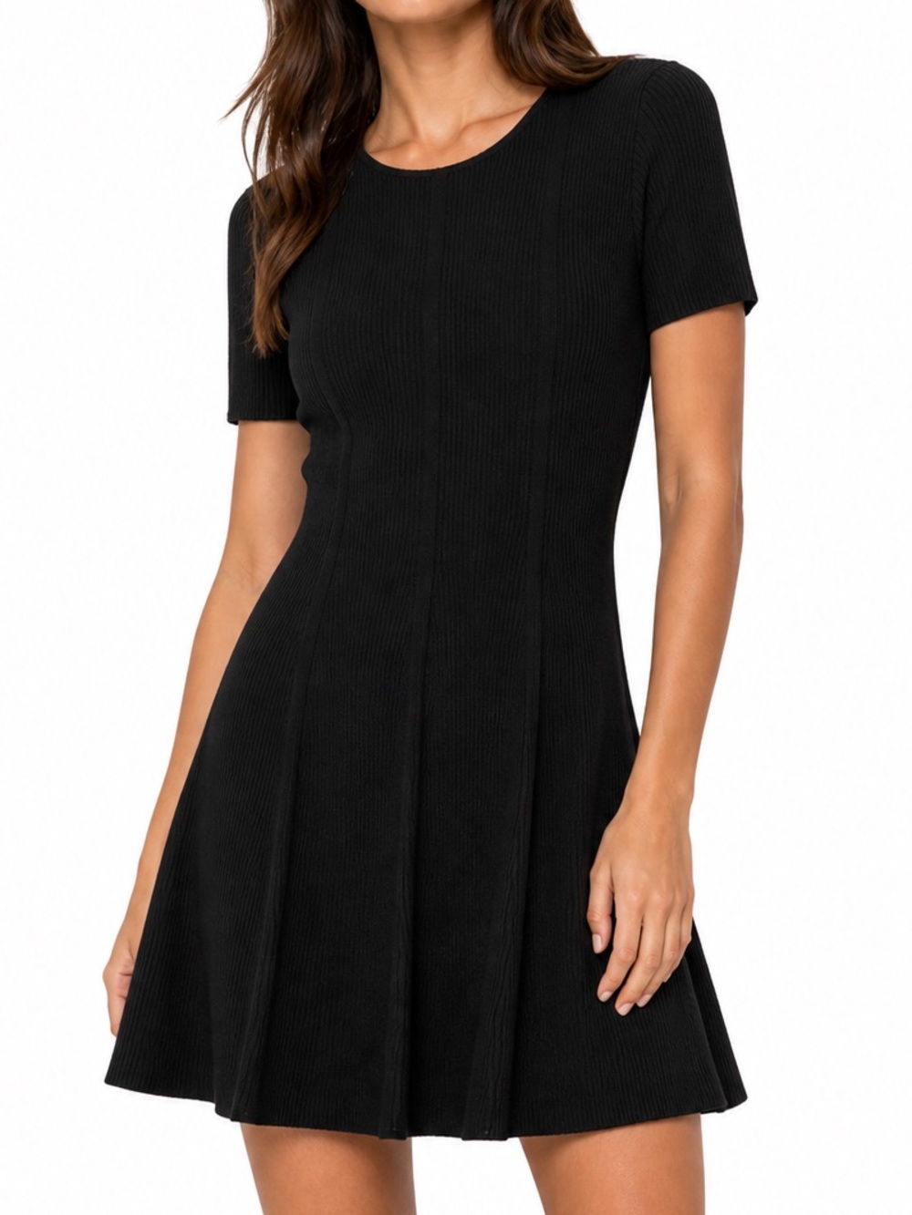 H&M Black Ribbed Fit & Flare Dress Size Large NWT 💗